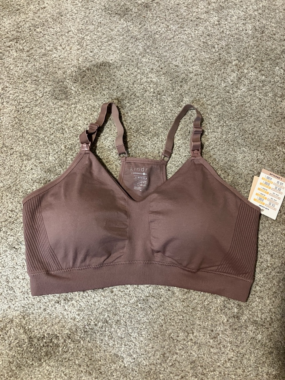 NWT Kindred Bravely Wireless Nursing and Pumping Bra in Mauve size L Regular